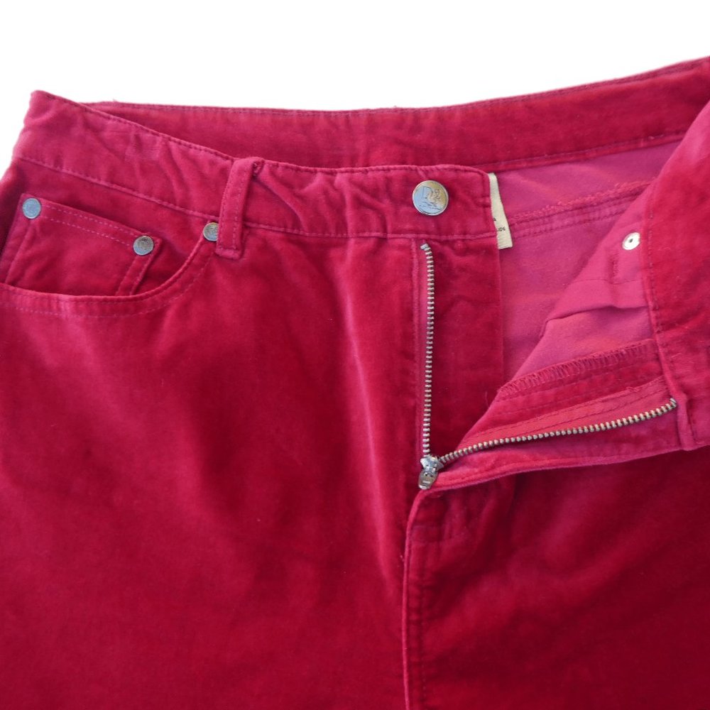 VeLVeT 28x31.5 Vintage 90s Y2K Red Trouser Pants High Waist Slightly Tapered Leg - Picture 5 of 9
